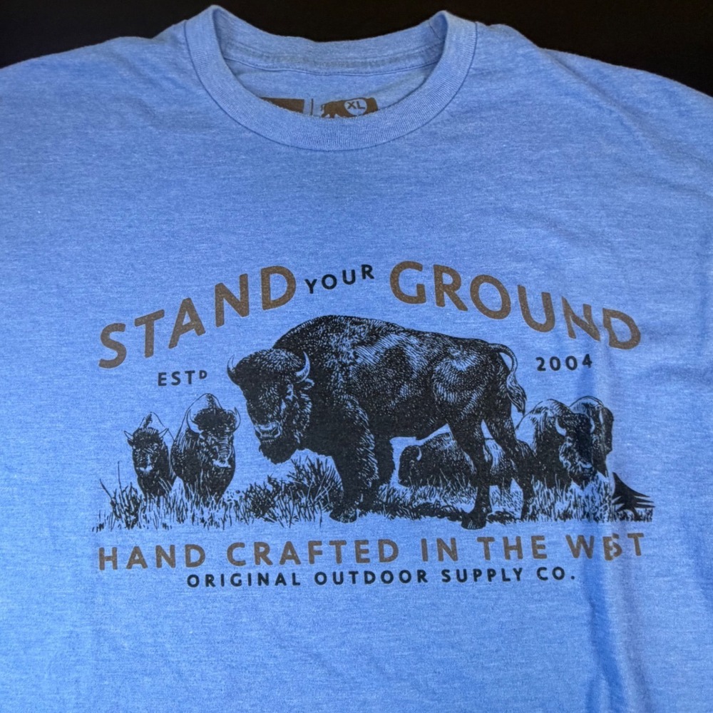 TREE Original Outdoor Supply Co Mens XL Stand Your Ground Buffalo Blue Tee K3